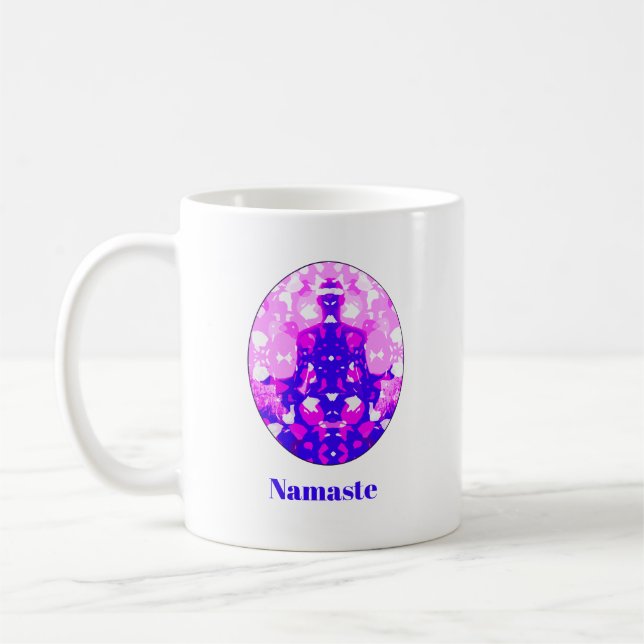 Andlig Rosa Sitta Yoga Pose Namaste Kaffemugg (Vänster)