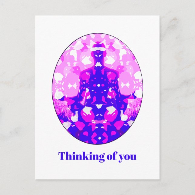 Andlig Rosa Sitta Yoga Pose Thinking Vykort (Framsida)