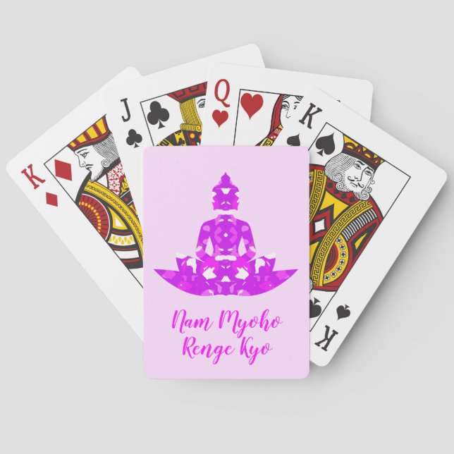 Andlig Rosa & White Symmetry Yoga Pose Casinokort (Baksidan)