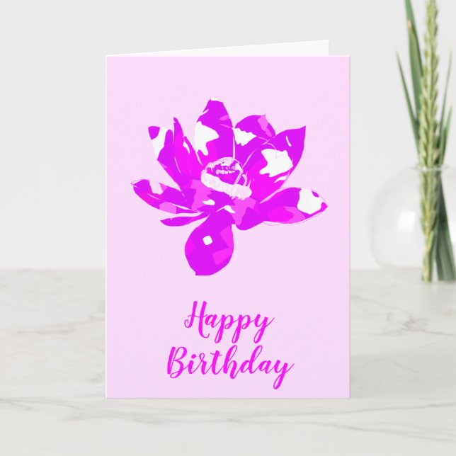 Andlig Rosa&Wht Symmetry Lotus Flower Birthday Kort (Framsida)
