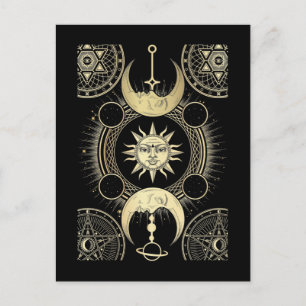 Andlig Sol och Måne Art Astrology Tecken Vykort