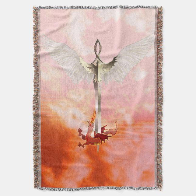 Andlig Sword & Dragon Filt (Framsidan Vertikal)