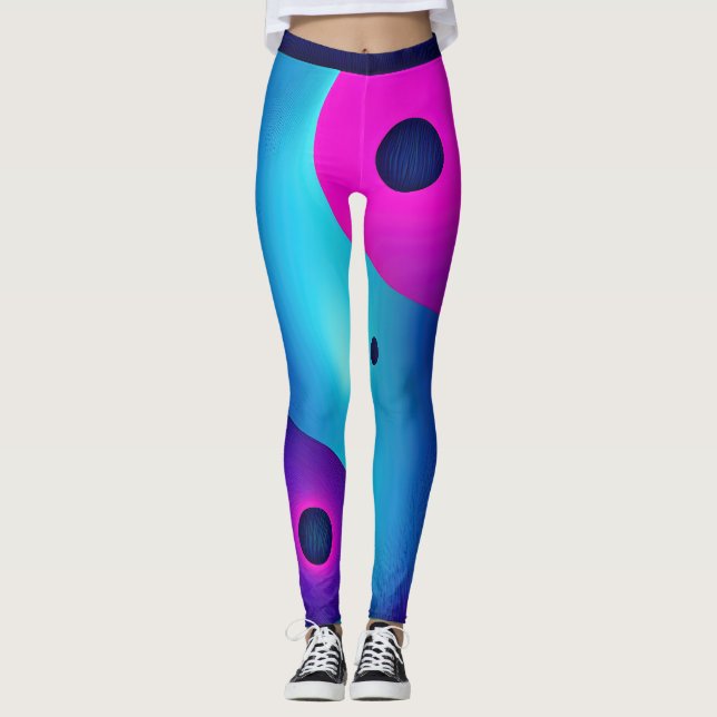 Andlig Symmetry: Bright Abstrakt Yin Yang Leggings (Framsida)