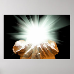 Andlig tänder i kupad händer poster