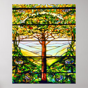 Andlig Tiffany Window Scenia Träd Liggande Poster