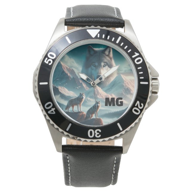 Andlig varg vid skymning eWatch Watch Armbandsur (Framsida)