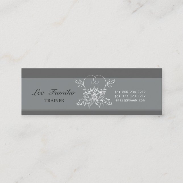 Andlig - Vit Lotus Yoga-instruktion Mini Visitkort (Framsida)