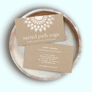 Andlig White Lotus Flower Mandala Yoga Teacher Visitkort