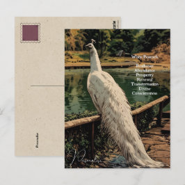 Andlig White Peacock Bird Inspirational Quote Vykort