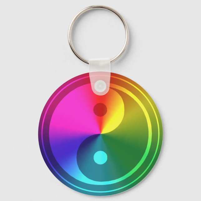 Andlig Yin Yang - Regnbågdesign Nyckelring (Framsida)