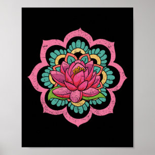 Andlig Yoga Boho Blomma Pilates Lotus M Poster