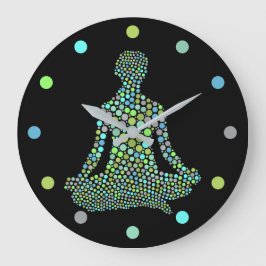 Andlig Yoga Meditation Blue Grönt Lila Black Stor Klocka
