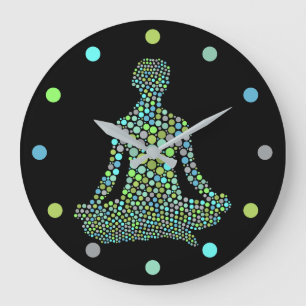 Andlig Yoga Meditation Blue Grönt Lila Black Stor Klocka