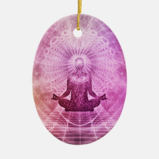 Andlig Yoga Meditation Zen Colorful Julgransprydnad Keramik (Framsidan)