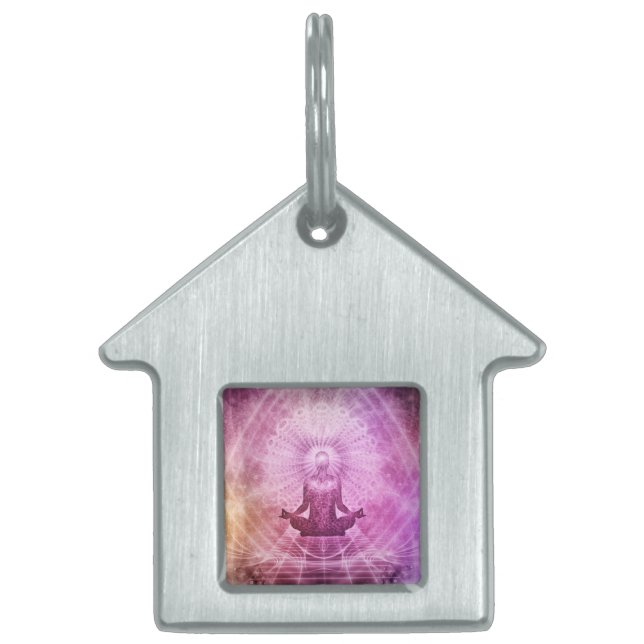 Andlig Yoga Meditation Zen Färgrik Namnbricka Husdjur (Framsidan)