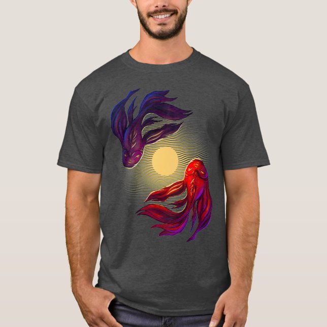 Andlig Zen Koi Fish in Måne Pond Premium T Shirt (Framsida)