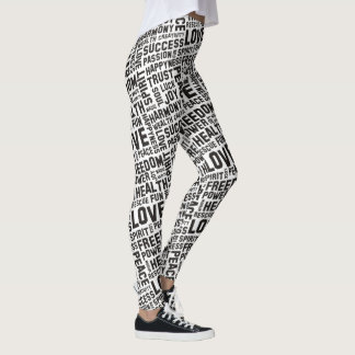 Andliga ord / Affirmationer svart + din bakgrund. Leggings