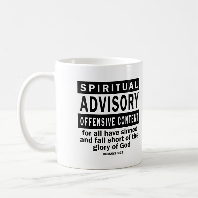 Andliga råd Romans 3:23 Kristna Citat Kaffemugg (Vänster)