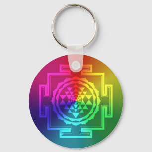 Andliga Sri Yantra - regnbåge Nyckelring