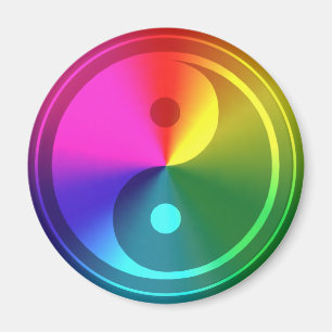 Andliga Yin Yang - regnbågedesign Magnet