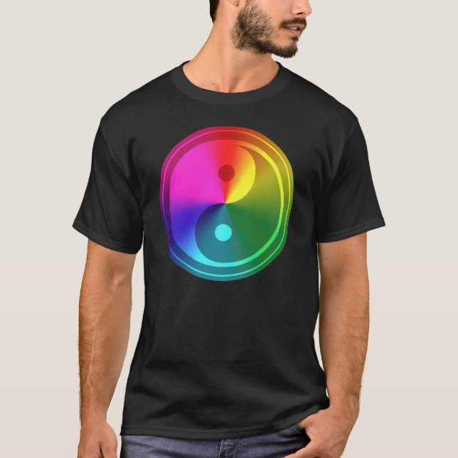 Andliga Yin Yang - regnbågedesign T Shirt (Framsida)