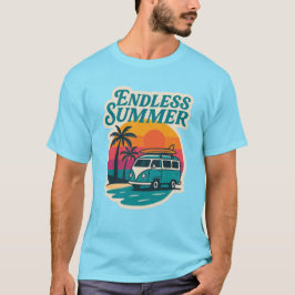 Ändlös sommar – Retro Surf Van Solnedgång T Shirt