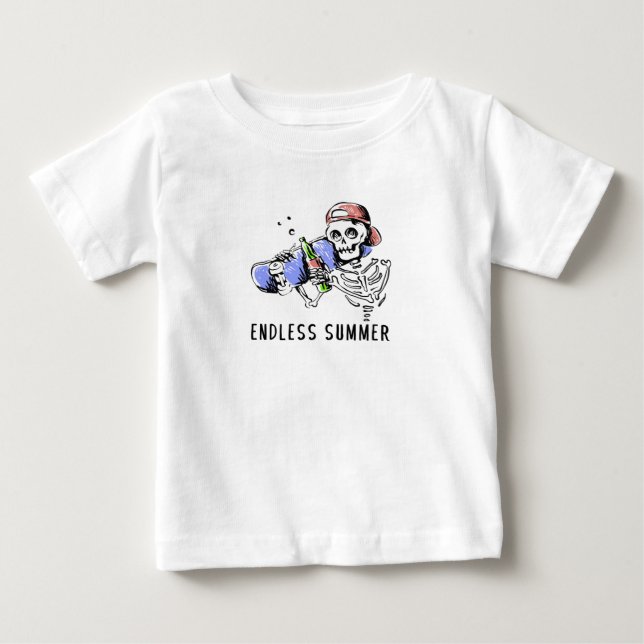 Ändlös sommar rolig skelett  t shirt (Framsida)
