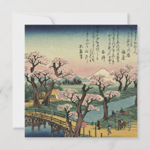 Ando Hiroshige - Evening Glow vid Koganei Bridge Julkort