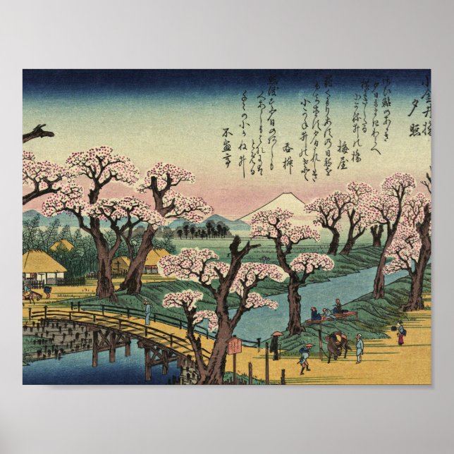 Ando Hiroshige - Evening Glow vid Koganei Bridge. Poster (Framsidan)