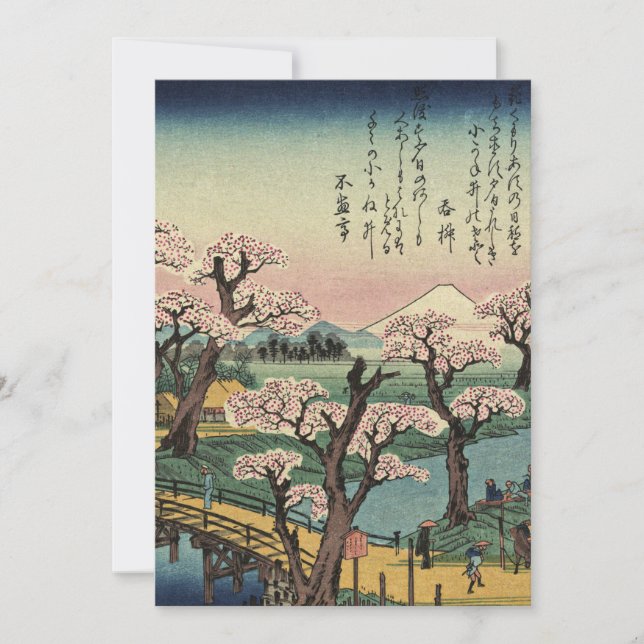 Ando Hiroshige - Evening Glow vid Koganei Bridge Tack Kort (Framsida)