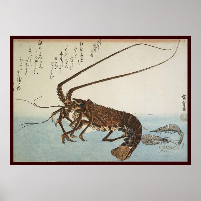 Ando Hiroshige Lakan Lobster och räkor Poster (Framsidan)