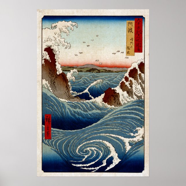 Andō Hiroshige Naruto Whirlpool, provinsen Awa Poster (Framsidan)