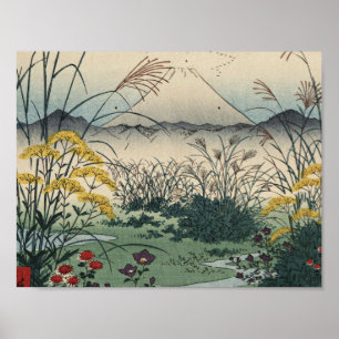 Ando Hiroshige - Otsuki Fält i Kai-provinsen Poster