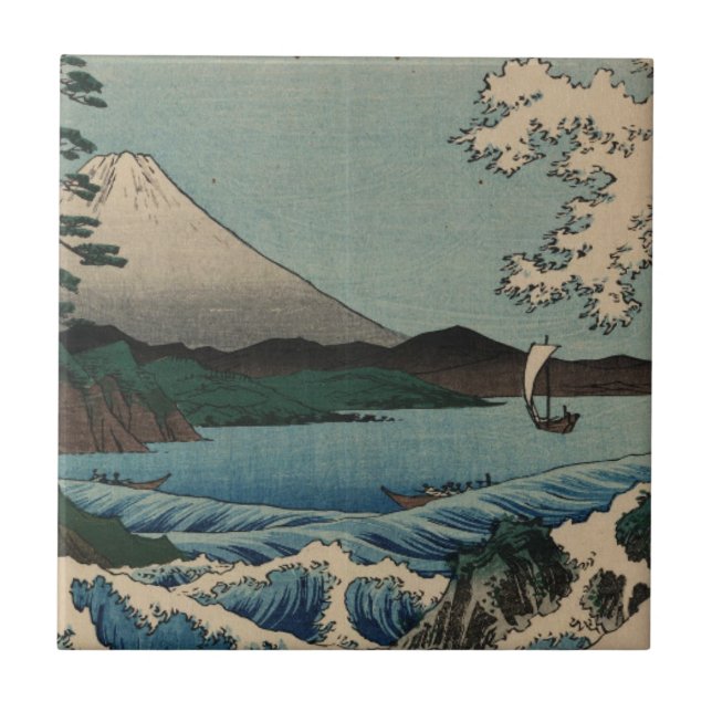Ando Hiroshige - Sea At Satta i provinsen Suruga Kakelplatta (Framsidan)