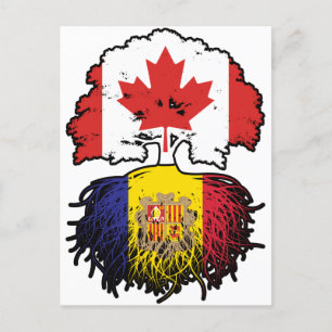Andorra Andorra Canada Träd Roots Flagga Vykort