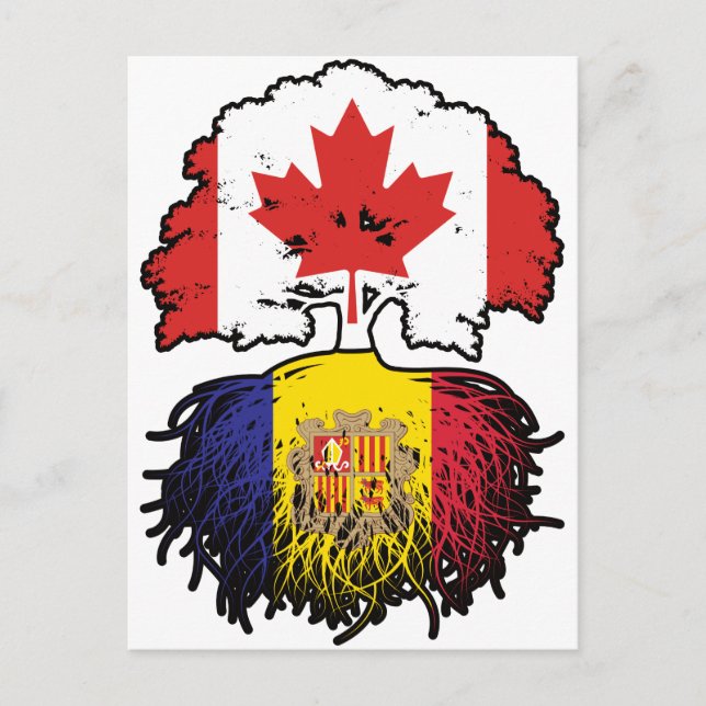 Andorra Andorra Canada Träd Roots Flagga Vykort (Framsida)