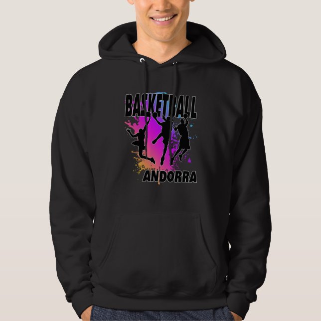 Andorra Flag  Love Playing Basketball Hoodie (Framsida)