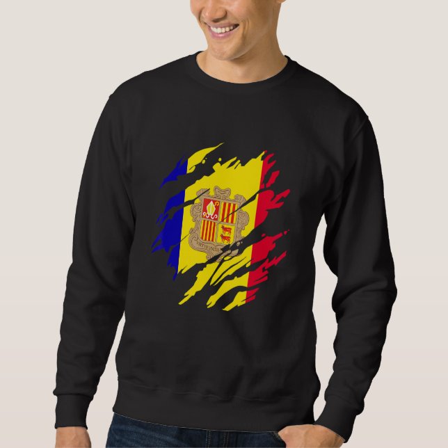 Andorra Flagga Andorra Lång Ärmad Tröja (Framsida)