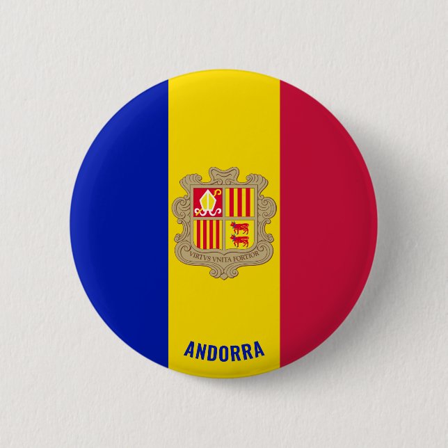 Andorra Flagga Charming Patriotic Knapp (Framsida)