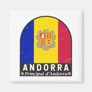 Andorra Flagga Emblem Distress Vintage Magnet