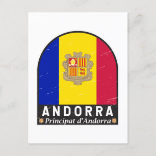 Andorra Flagga Emblem Distress Vintage Vykort
