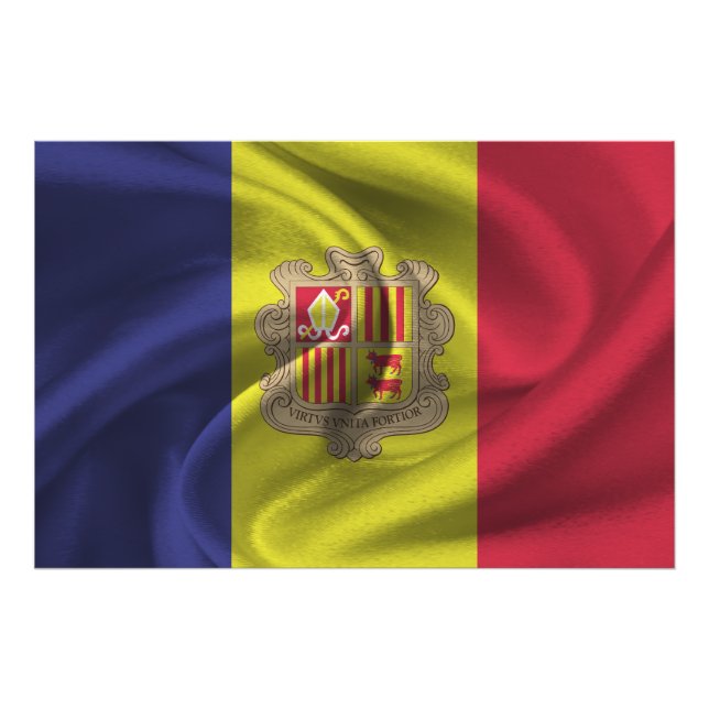 Andorra Flagga Fototryck (Framsidan)