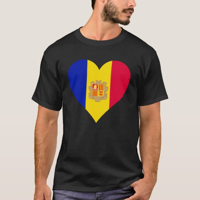 Andorra Flagga Heart Andorra Kärlek Andorra T Shirt (Framsida)