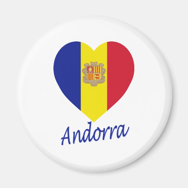 Andorra Flagga Heart Magnet (Framsidan)