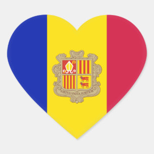 Andorra-Flagga Hjärtformat Klistermärke