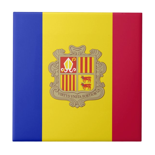 Andorra flagga kakelplatta (Framsidan)