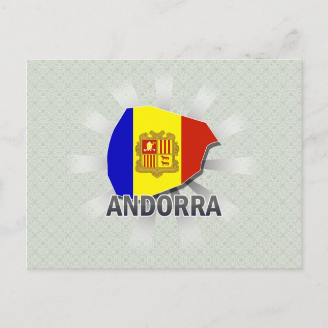 Andorra Flagga Karta 2.0 Vykort (Framsida)
