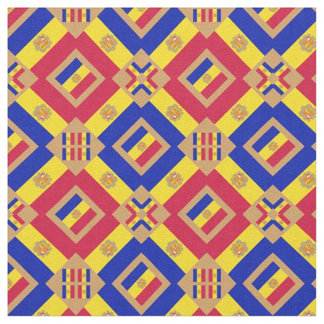 Andorra Flagga och Trendig Andorra Fabric mode GLD Tyg (Närbild)