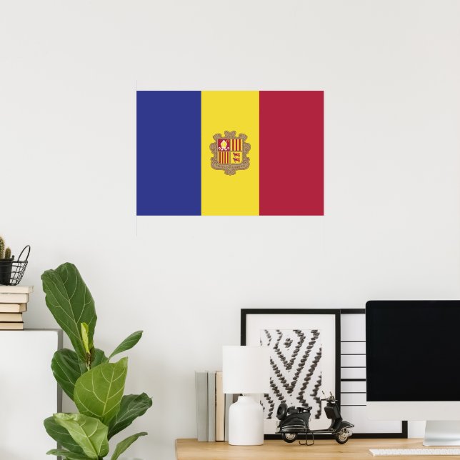 Andorra flagga poster (Hemmakontoret)
