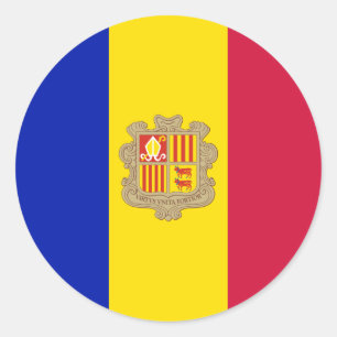 Andorra Flagga Runt Klistermärke